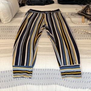 Blue and gold striped joggers